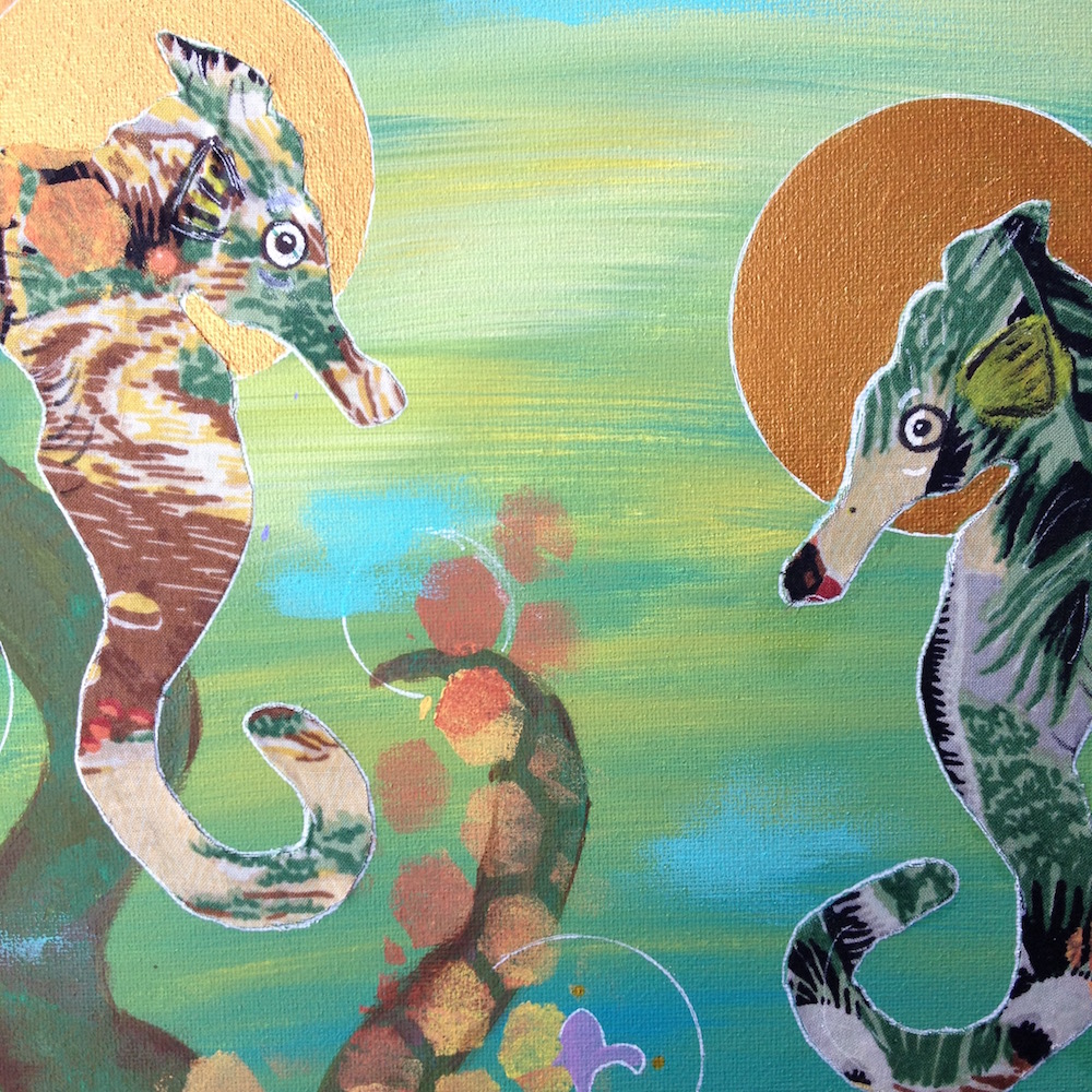 Ocean Deities Seahorse Painting_detail_by Mika Harmony