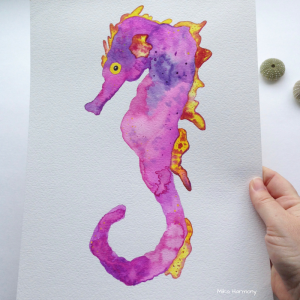Sea Horse in pinks and purples