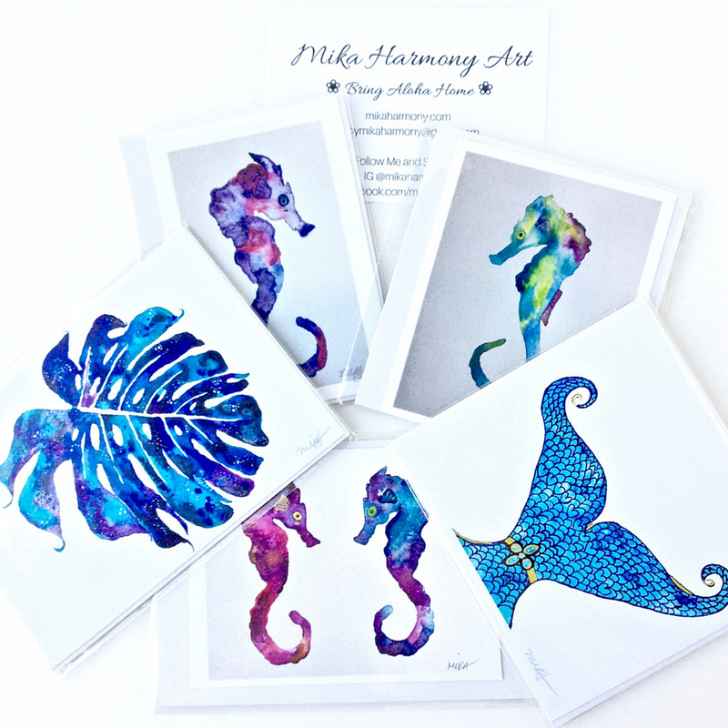 bright-colorful-hawaii-seahorse-mermaid-watercolors-by-maui-artist-mika-harmony