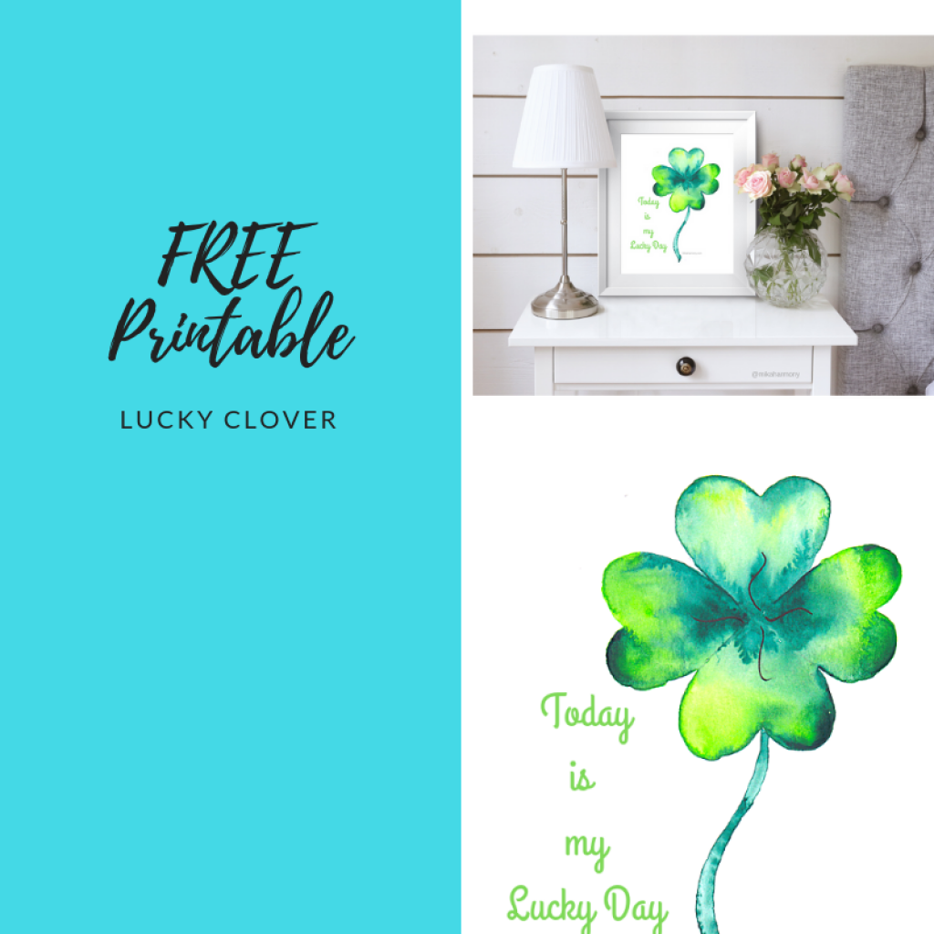 Lucky Clover positive affirmation printable from Mika Harmony