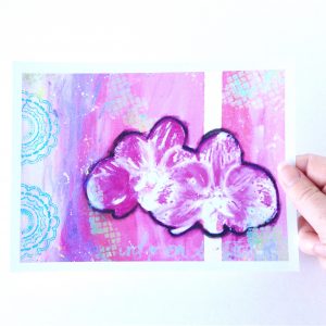 From Mika Harmony's new summer art print series, a pink and purple Hawaiian Orchid painting