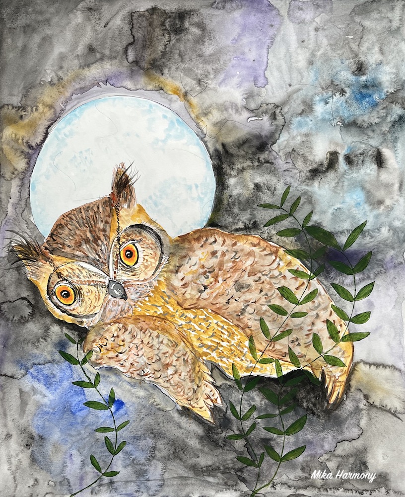 Dreaming With My Ancestors-intuitive watercolor painting by Mika Harmony